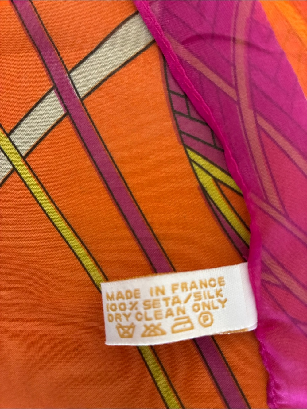 Hermes Orange, Purple, Turquoise Silk Scarf - Picture 3 of 3